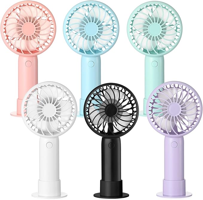Tujoe 24 Pcs Mini Powerful Handheld Fan 3 Speed Personal Small Portable Rechargeable Fan with Base USB for Women Eyelash Makeup Office Travel Beach Indoor Outdoor (Colorful)