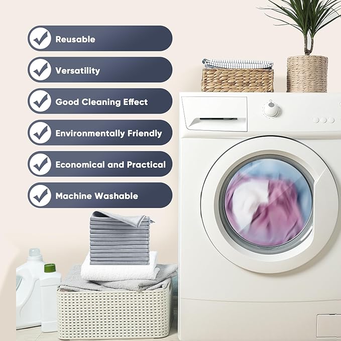HOMEXCEL Microfiber Glass Cleaning Cloth 12 PK, Lint Free Streak Free, Reusable Magic Cleaning Cloth for Cleaning Windows, Glasses, Mirrors, Screens
