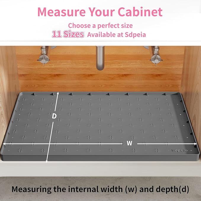 Under Sink Mat 19"×19" Waterproof Silicone Cabinet Liner & Sink Protector, Gray