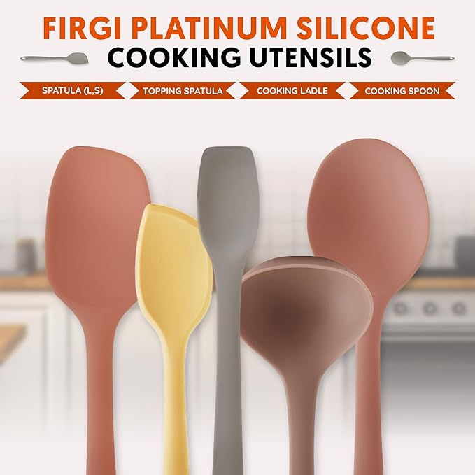 Platinum Silicone Spatula – BPA Free Silicone Spatula for Cooking – Heat Resistant Cooking Utensils for Non Stick Pans – One-Piece Spoonula for Baking, Mixing & More – Kitchen Scraper 11.4” DryRose