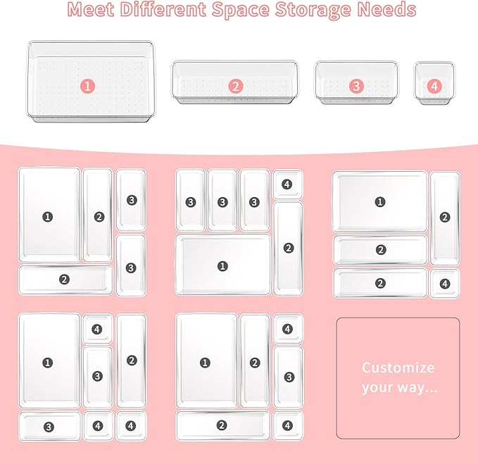 25 PCS Plastic Drawer Organizer Set