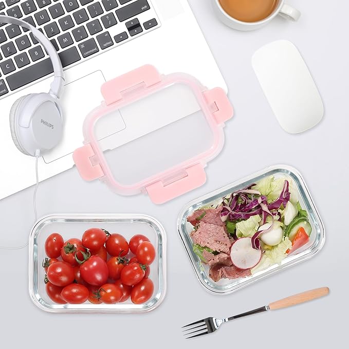GULFLIN Glass Meal Prep Containers 12-Pack, 22oz Glass Food Storage Containers with Lids, Air-Tight, Leak-Resistant