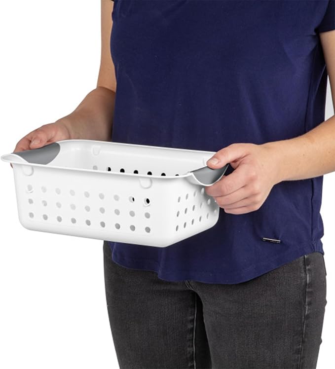 Sterilite 24-Pack Ultra Basket, Open Plastic Bins, Countertop, Cabinet and Closet Organizer, White, Small