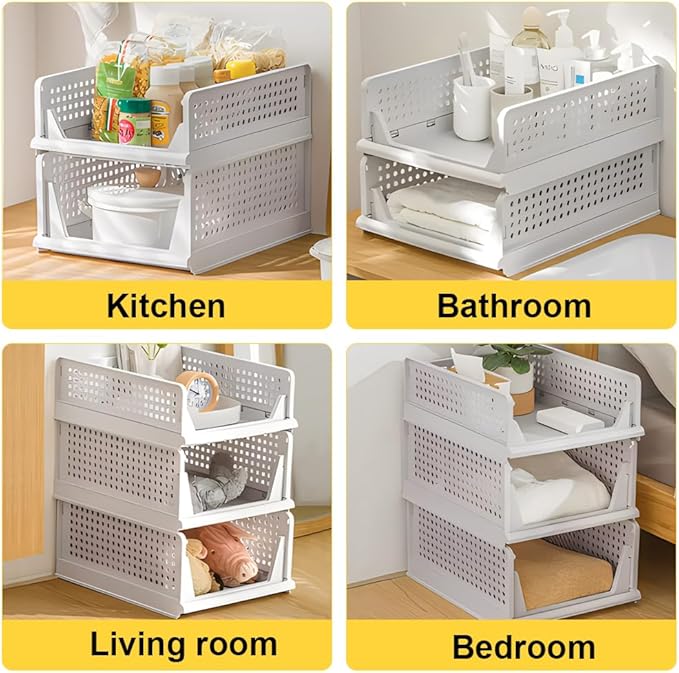 Yazi 5 Pack Stackable Closet Storage Box