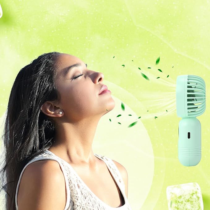 Rossesay 6 Pcs Mini Portable Fan Bulk Cute Handheld Lightweight Small Little Personal Hand Eyelash Fan 3 Speeds USB Rechargeable for Women Men Indoor Outdoor Makeup Travel (Green)