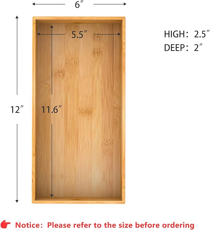 Bamboo Kitchen Drawer Organizer, 12"6"2.5"