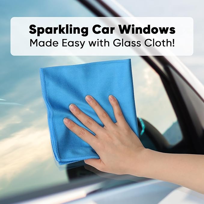 HOMEXCEL Microfiber Glass Cleaning Cloths 6 PK, Lint Free Streak Free, Reusable Microfiber Magic Cleaning Cloth for Cleaning Windows, Glasses, Mirrors