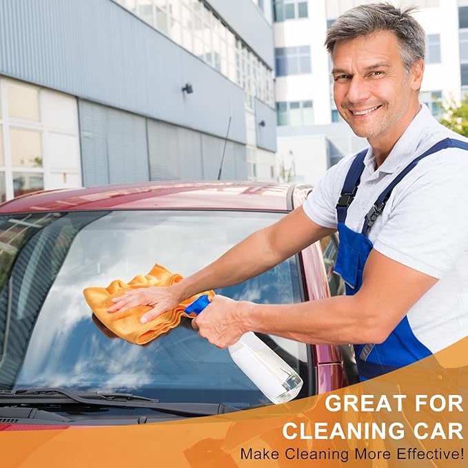 Nuenen Microfiber Cleaning Cloths for Cars 16 x 16 Inch Ultra Absorbent Car Towels Drying Reusable Cleaning Supplies House Kitchen Window Microfiber Towel(Yellow,60 Pcs)