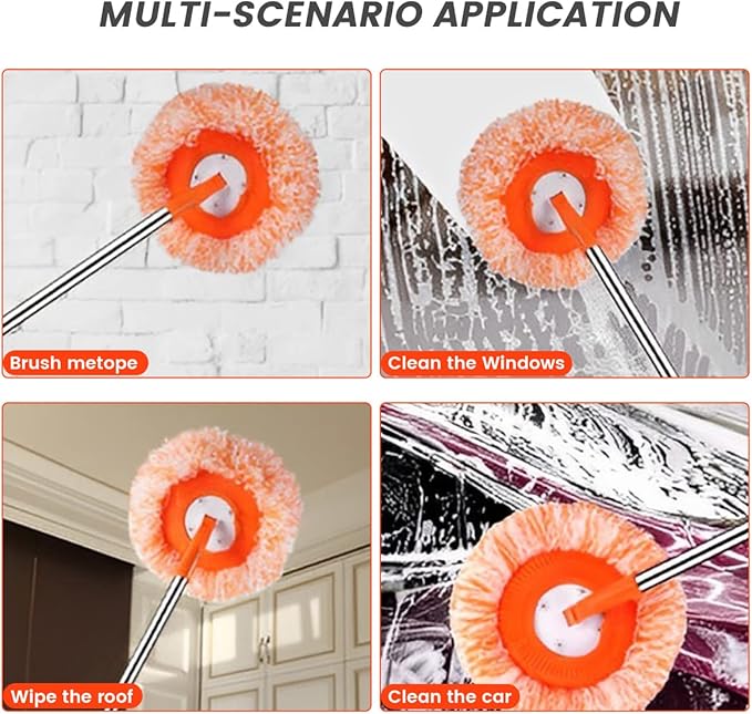 360° Rotatable Adjustable Cleaning Mop with 5 Mop Head, Extendable Wall Cleaning Mop, Spin Mop for Floor Cleaning, Wall Cleaning Bathroom Cleaning Household Supplies