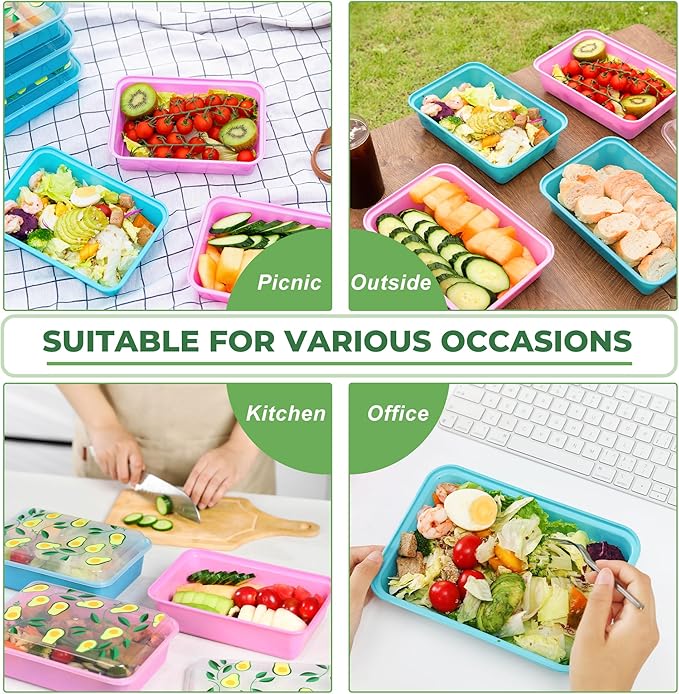 32 Pack 42 oz Meal Prep Containers, Reusable Plastic Food Prep Storage Containers with Printed Lids, Stackable, Leakproof, Microwave & Freezer & Dishwasher Safe,To Go Take Out Box, Bread