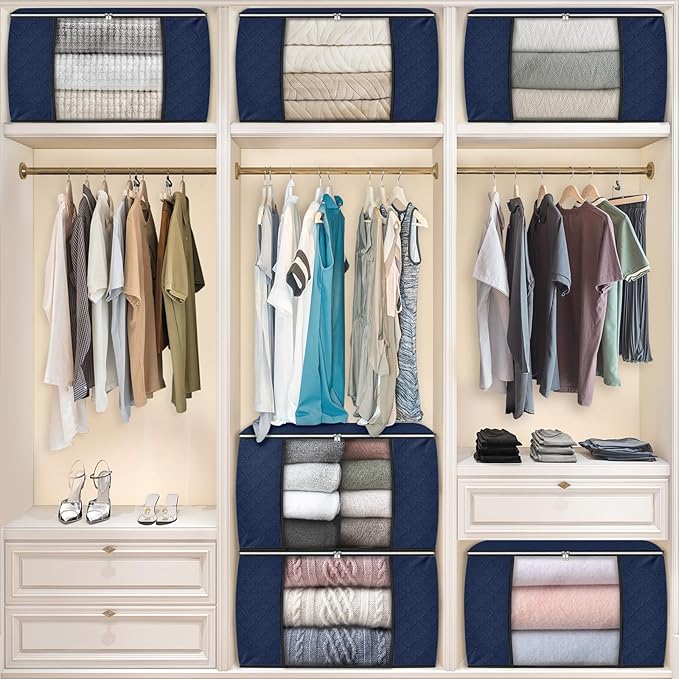 Fab totes 24 Gallons Clothes Storage, 4 Pack,Blue