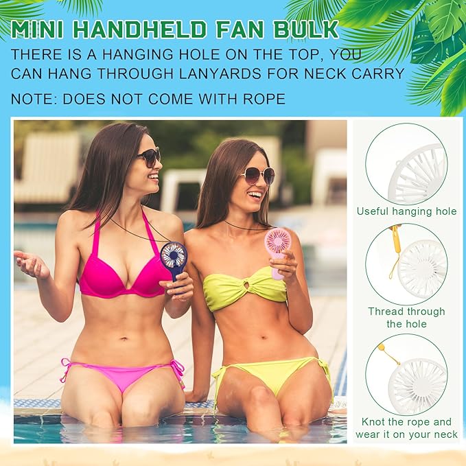 Woanger 36 Pack Mini Powerful Handheld Fan Bulk 3 Speed USB Rechargeable Small Desk Fan Summer Gift for Wedding Beach Outdoor Women Eyelash (Classic 4 Colors)