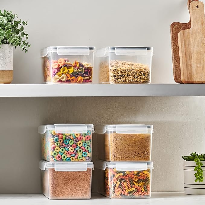 Large Airtight Food Storage Containers with Lids Set of 4 3.2L - 102 fl. oz Pasta storage Containers, BPA Free Plastic Spaghetti container