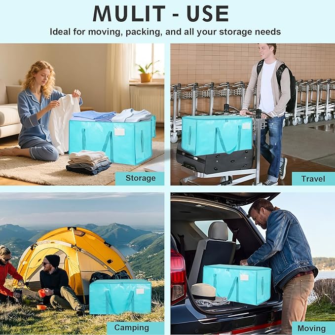 8 Pack-Extra Large Heavy Duty Moving Bags, Lake blue