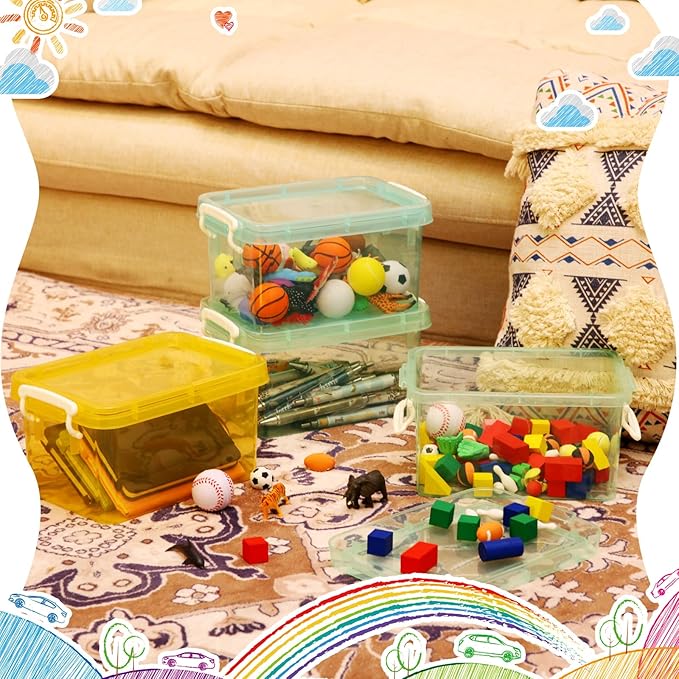 Wenqik 6 Pack 4 Quart Storage Bins - Colorful Plastic Organizer
