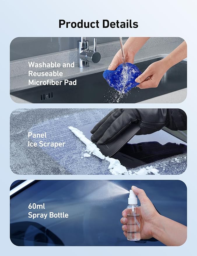 AstroAI Windshield Cleaner Tool - 4 Pads, Extendable Handle