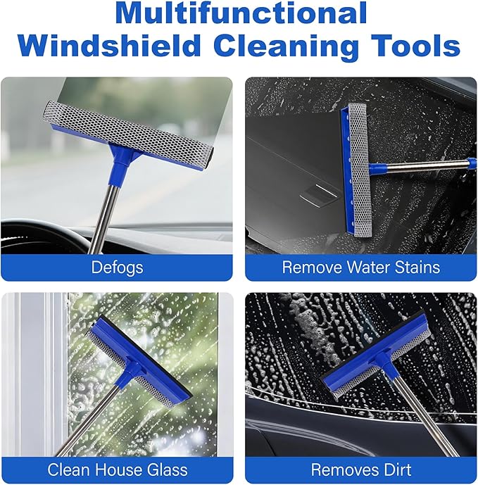Conliwell Car Windshield Squeegee wtih 15-23inch Handle, Car Window Cleaning Tool Extendable Handle Inside Glass Wiper Kit