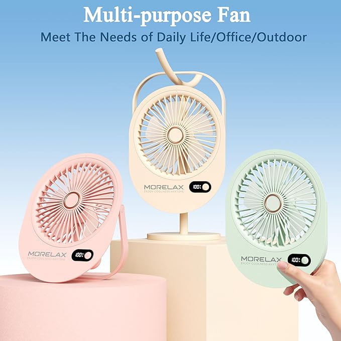 Jancane USB Desk Fan,3 IN 1 Rechargeable Small Portable Fan,180° Folding 6 Speeds Strong Wind Mini Personal Desktop Fan, Table Fans for Office/Bedroom, Gifts for Women/Men/girls (Green)