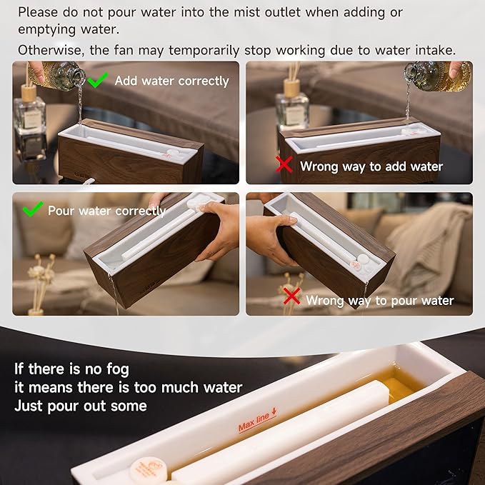 TMEHM Fireplace Flame Air Diffuser Humidifier,7 Colors Aromatherapy Essential Oil Diffuser,Ultrasonic with Timer for Home,Bedroom,Office,Yoga (Dark Wood Grain)