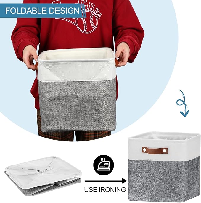 Uiifan 8 Pack Storage Baskets - 12x12x12 Inch - Gray