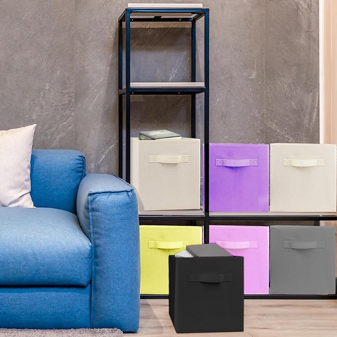 2 Pcs Storage Cubes, 10.5 Inch Collapsible Storage Bins, Fabric Foldable Bins for Organization, Durable Storage Bins for Closet, Shelves, Offices (Beige)