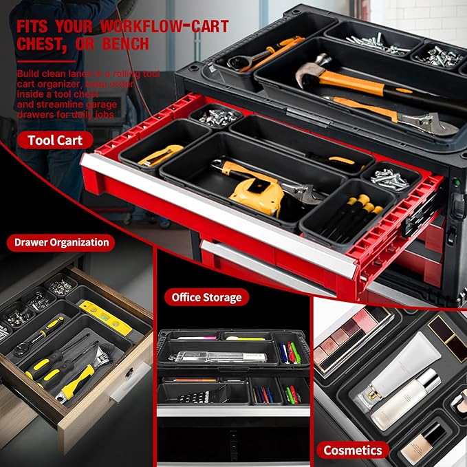 48PCS & 5 Sizes Tool Box Organizer Tray