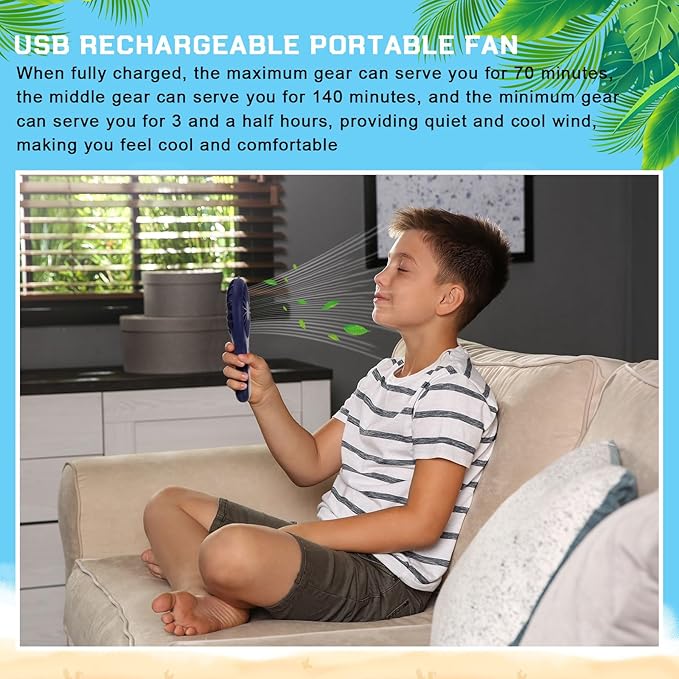 Woanger 24 Pack Mini Powerful Handheld Fan Bulk 3 Speed USB Rechargeable Small Desk Fan Summer Gift for Wedding Beach Outdoor Women Eyelash (White,Blue,Black)