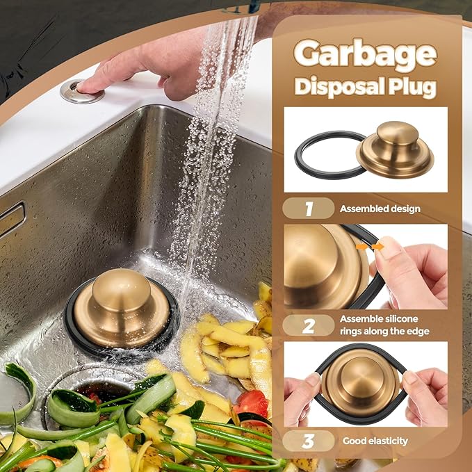 Mudder 3 Pcs Kitchen Sink Strainer - Stainless Steel, Champagne Bronze