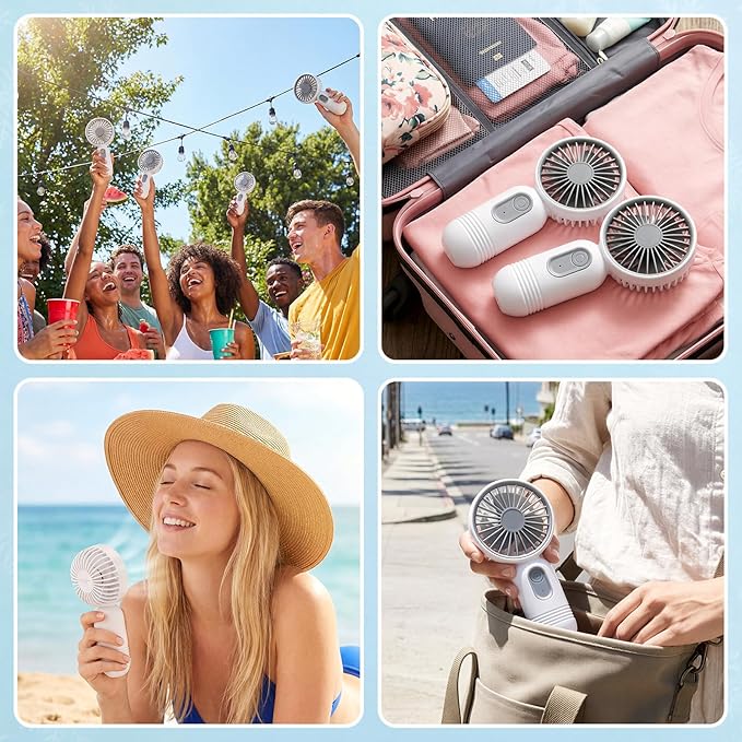 Rossesay 96 Pcs Mini Portable Fan Bulk Cute Handheld Lightweight Small Little Personal Hand Eyelash Fan 3 Speeds USB Rechargeable for Women Men Indoor Outdoor Makeup Travel (White)
