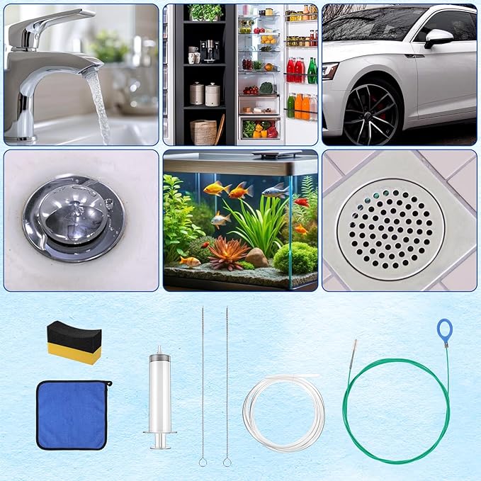 Auto Sunroof Drain Cleaner - 118in Long, Car & Windshield Cleaning Kit
