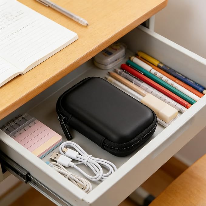 Charger Case,Mini Cable Organizer Cases,Pouch Case Bag,Small Charger Organizer,Waterproof Travel Storage Carrying Bag for USB Drives,Power Adapter,Earphones,Cords etc,Rectangle,Black Bigger