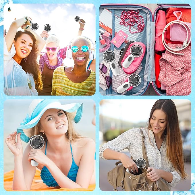 Rossesay 1 Pcs Mini Portable Fan Bulk Cute Handheld Lightweight Small Little Personal Hand Eyelash Fan 3 Speeds USB Rechargeable for Women Men Indoor Outdoor Makeup Travel (White)