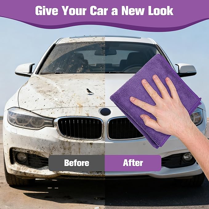 Clay Towel 12 x 12 Inch, Purple Clay Bar Towel for Auto Detailing Microfiber Car Cloth Cleaner Automotive for Car Detailing