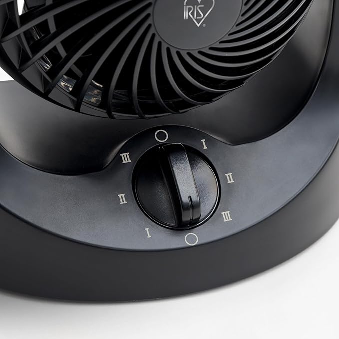 IRIS USA WOOZOO Mini Desk Fan, Air Circulator, 3 Speeds, 32ft Max Air Distance, 108ft² Coverage, 112° Adjustable Vertical Tilt, 27db Quiet Motor, Small Fan for Bedroom, Office, Dorm, Black (HE10N)