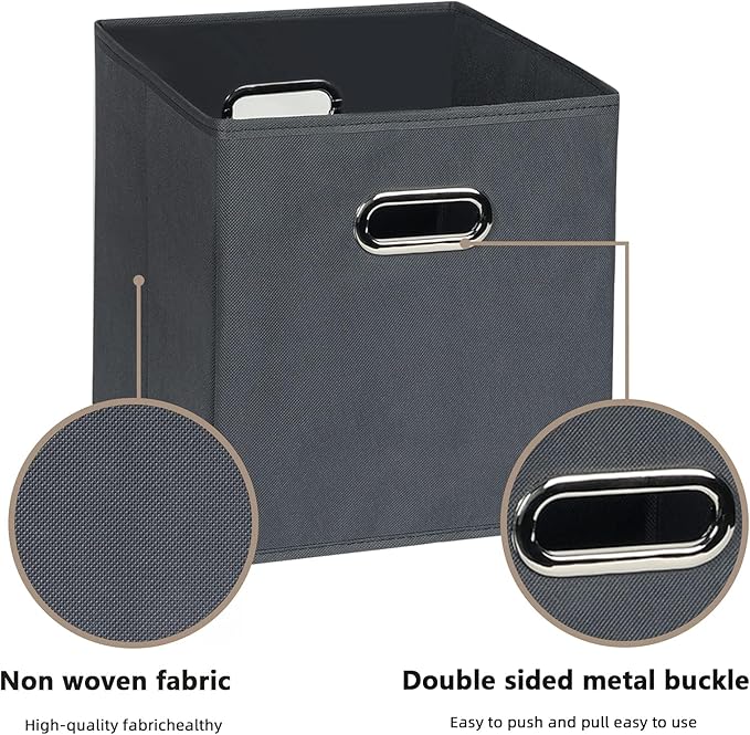 Fabric Cloth Storage Bins,Fabric Cube Organizer with Dual Handles Foldable Cube Storage Baskets for Home Bedroom Storage,Set of 12,(Gray)