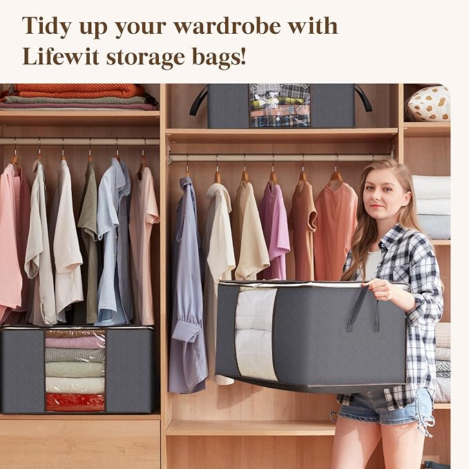 24 Pack 60L Clothes Storage Bins with Lids