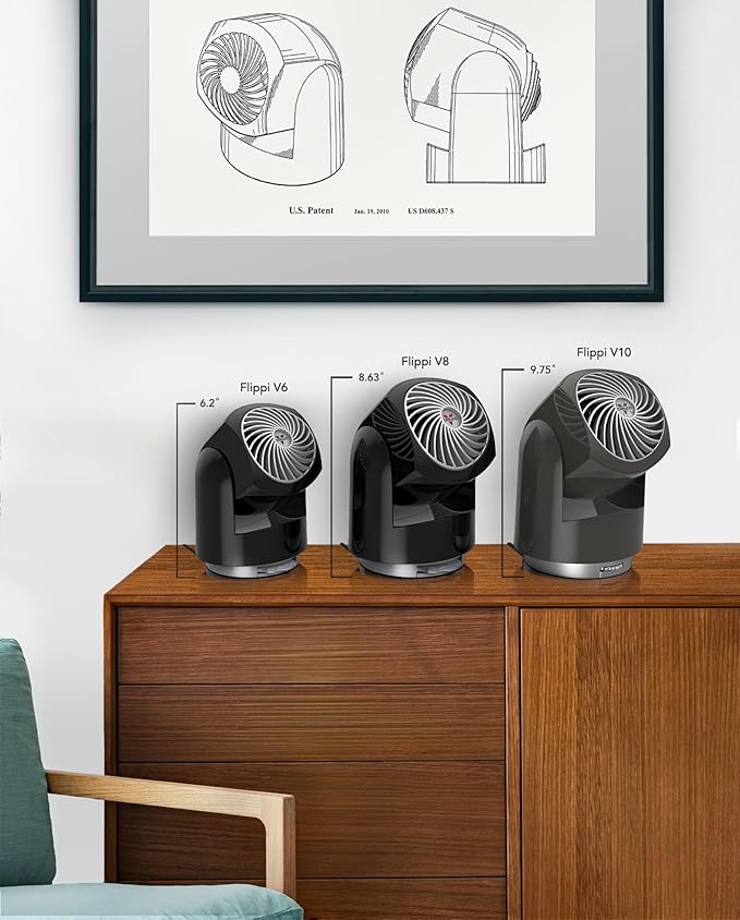 Vornado Flippi V6 Compact Air Circulator Fan, Quiet Portable Travel Fan for Desk or Bedroom, Adjustable Head, 2 Speeds, Plum