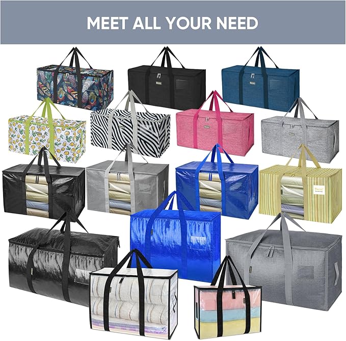 4-Pack Oversized Moving Bags with Reinforced Handles, Color Stripe, 4-Pack