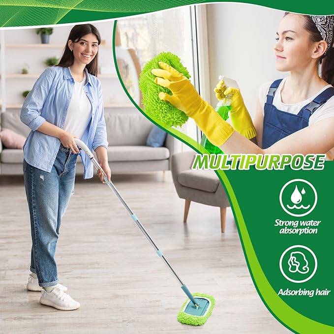 Toulite 2 Pcs Reusable Mop Refill Pads Replacement Compatible with Most XL Sweeper 17" x 5" Microfiber Mops Head Floor Cleaning Supplies (Handle is Not Included)