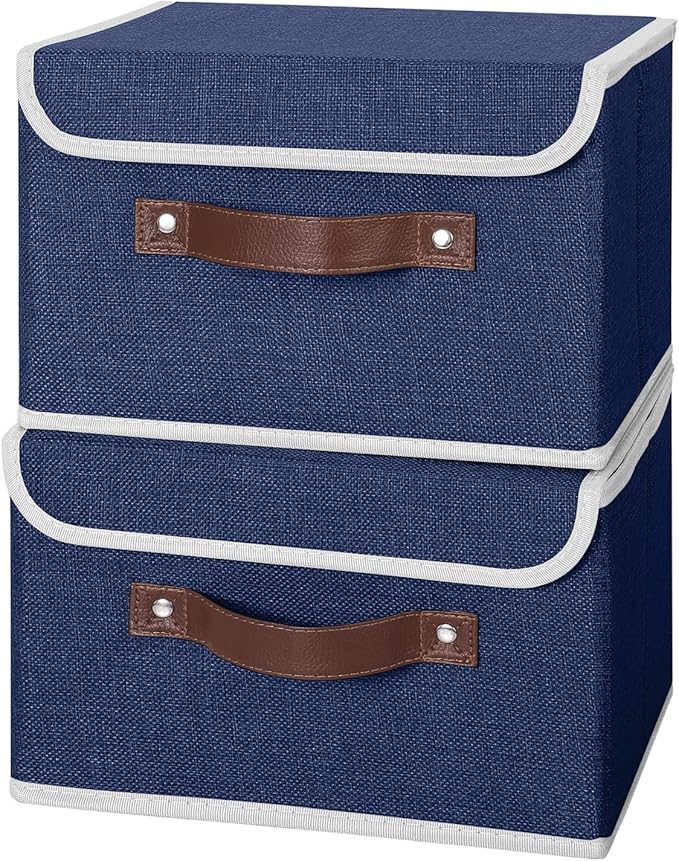 ANMINY 4 Storage Bins with Lid - Small Blue