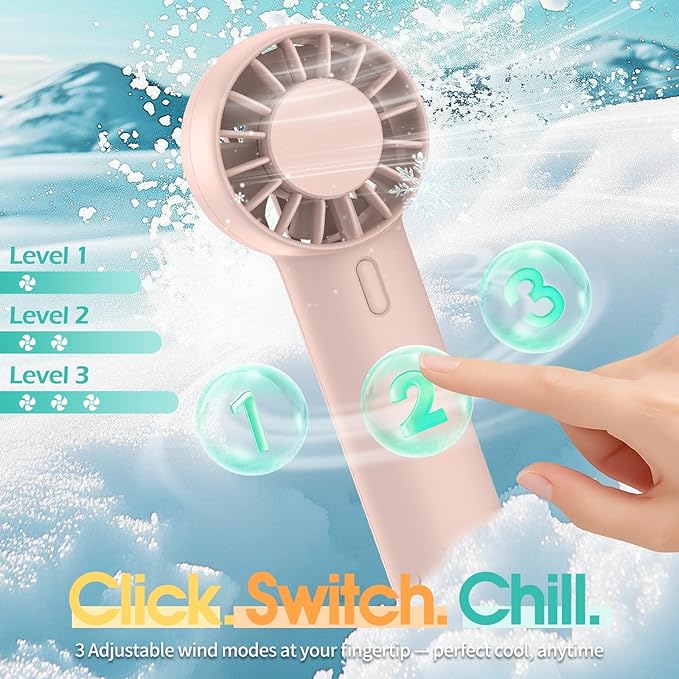 Mini Fan Portable Fan USB Rechargeable Handheld Fan with 3 Speed Wind Pocket Personal Cooling Fan for Desktop Travel Outdoor Vacation Concert Makeup Use
