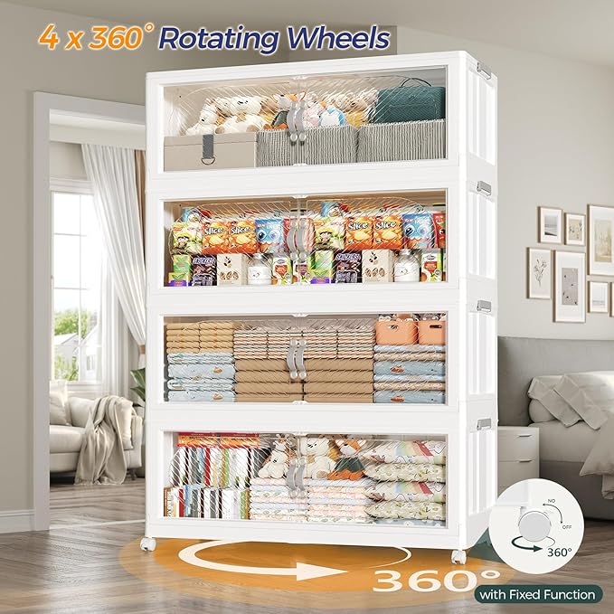240Gal/960QT 6-Tiers Extra Large Stackable Storage Bins with Lid