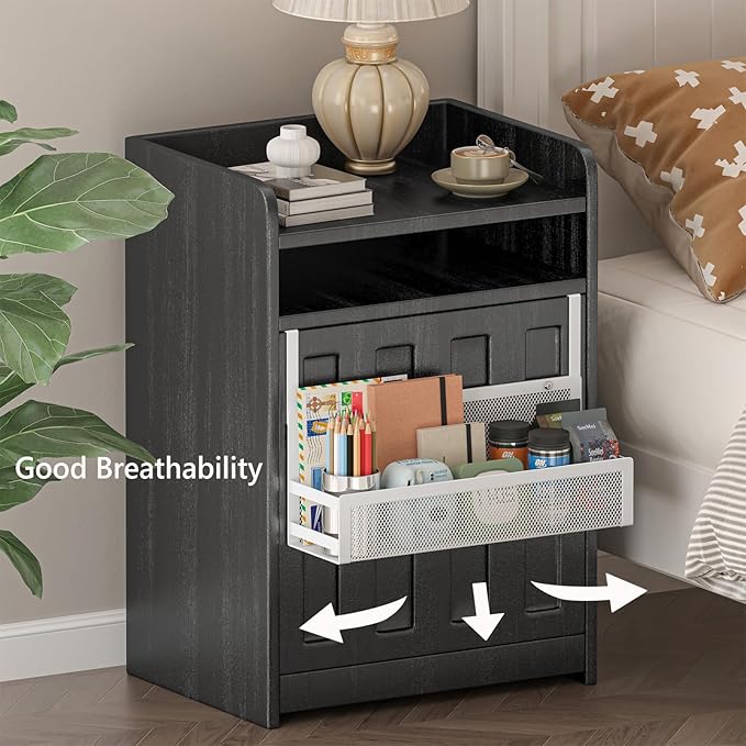 Hanging Desktop Baskets Fine Mesh Wire Storage Basket Over Cabinet Door Organizer No Drilling Required for Kitchen Bathroom Office, 1 Small, 1 Large.
