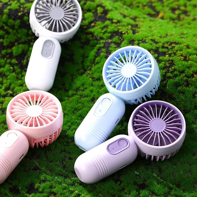 Rossesay 6 Pcs Mini Portable Fan Bulk Cute Handheld Lightweight Small Little Personal Hand Eyelash Fan 3 Speeds USB Rechargeable for Women Men Indoor Outdoor Makeup Travel (White)