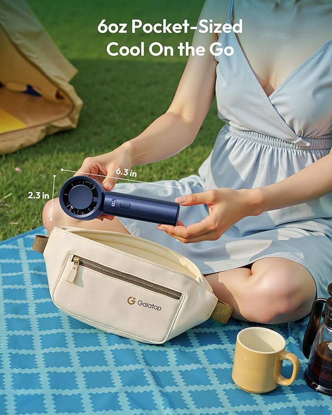 Gaiatop Small Handheld Fan Portable, Powerful High Speed Turbo Cooling, 4000mAh USB Rechargeable Battery Operated Mini Personal Fan, Summer Outdoor Travel Essentials, Gifts for Women Men, Navy Blue