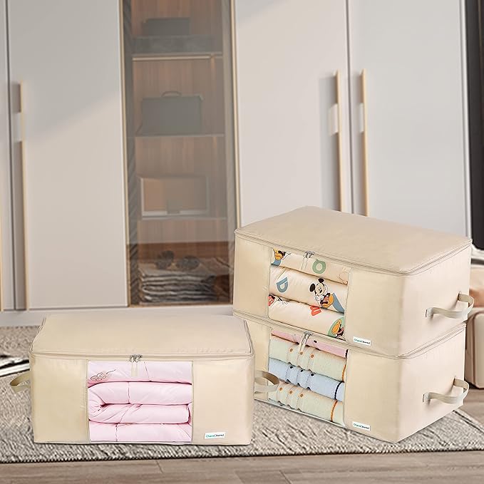 Comforter Storage Bag - Folding Organizer bag for King/Queen Comforters, Pillows, Blankets, Bedding/Quilt, Blanket, Duvet, Mothproof Space Saver
