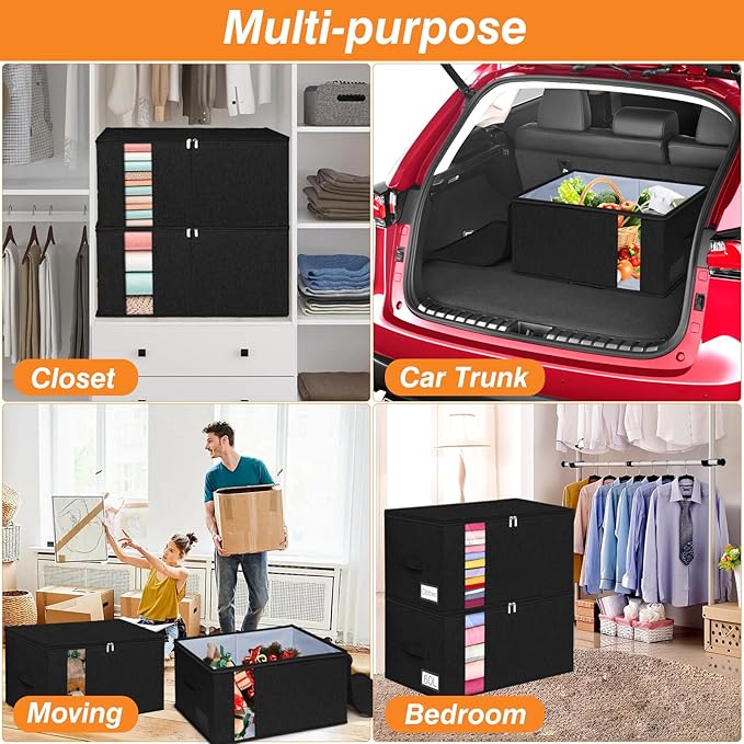60L Comforter Storage Bag, Sturdy Construction Blanket Storage Bin w/Durable Handles