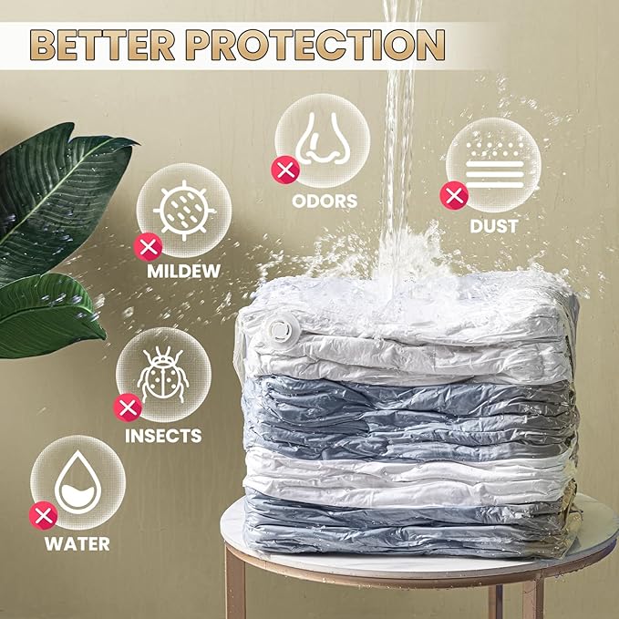 TAILI 6 Pack Vacuum Storage Bags, Cube Space Bags (3 Jumbo +3 Medium), Combo Vacuum Seal Bags for Clothing, Bedding, Comforters, Blankets, 2 Size Closet Oragnizaer and Saving Space