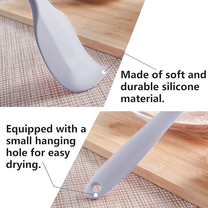 Gray Rubber Spatula for Kitchen Use, DUFEIMOY 10.8In Silicone Spatulas for Cooking Heat Resistant, Flexible Small kitchen Spatula for Kitchen Nonstick Cookware, Seamless & Dishwasher Safe