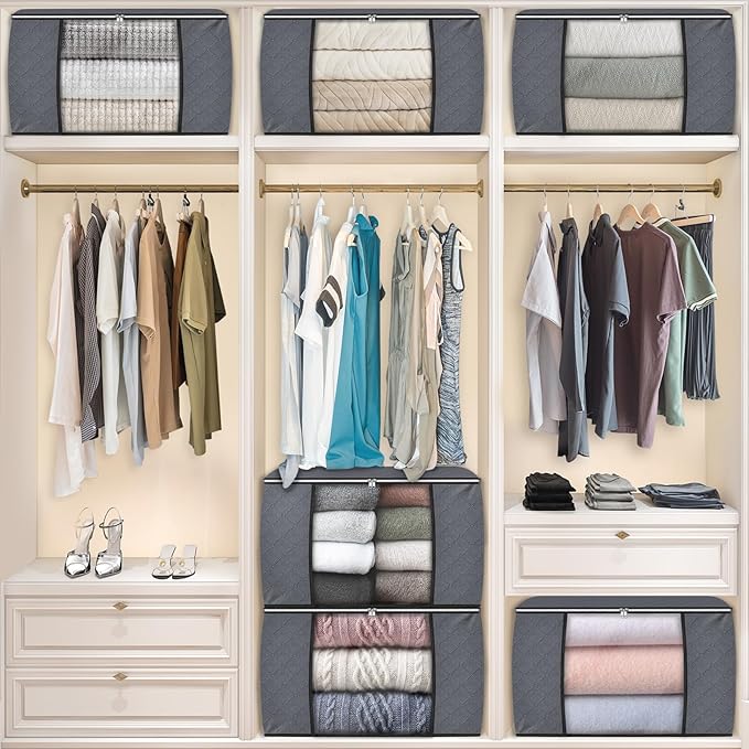 Fab totes 24 Gallons Clothes Storage, 3 Pack,Grey
